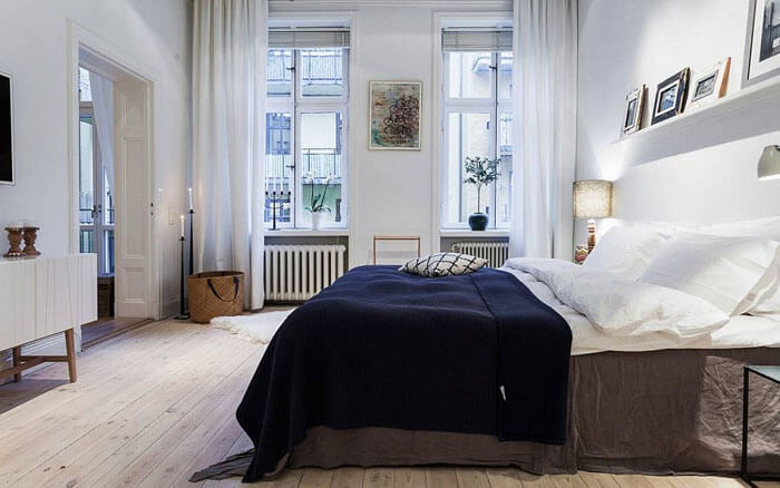 Скандинавский стиль спальня − Отделка пола спальни − Спальня в скандинавском стиле